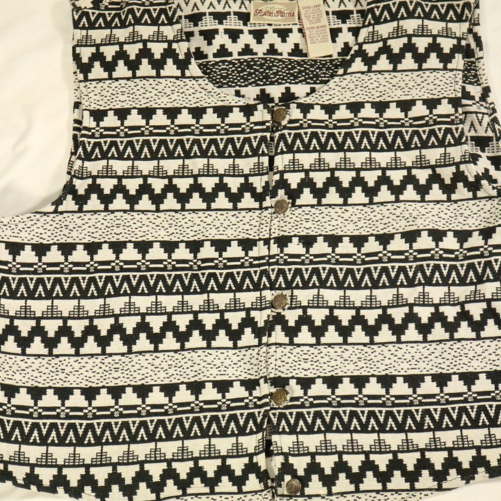 Vtg AUSTIN HARRIS Aztec Print Button Vest Sz XL Men - Picture 4 of 13